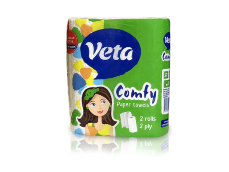 Полотенца рулонные бумажные VETA COMFY двухслойные, белые